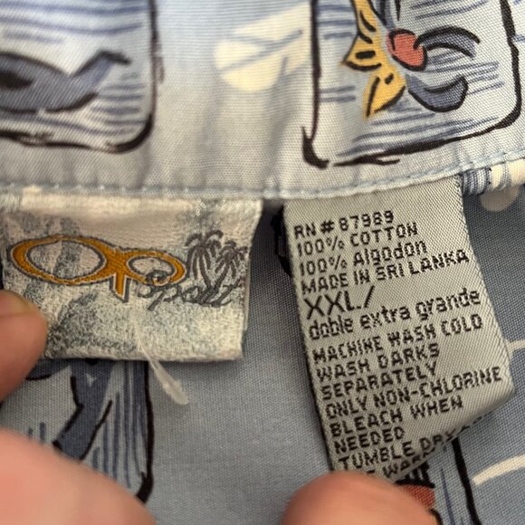 OP Sport Hawaiian Shirt Broadbill Swordfish Tiki Outrigger 2XL Ocean Pacific - Picture 6 of 7